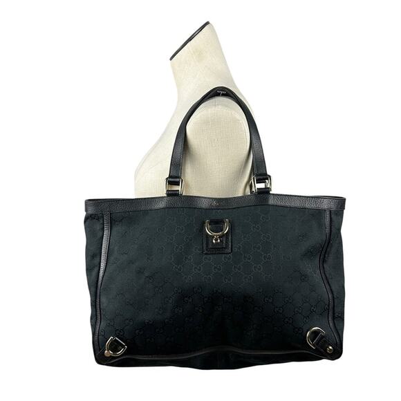 Gucci Black GG Monogram Top Handle Abbey East West Tote Bag - Picture 1 of 10